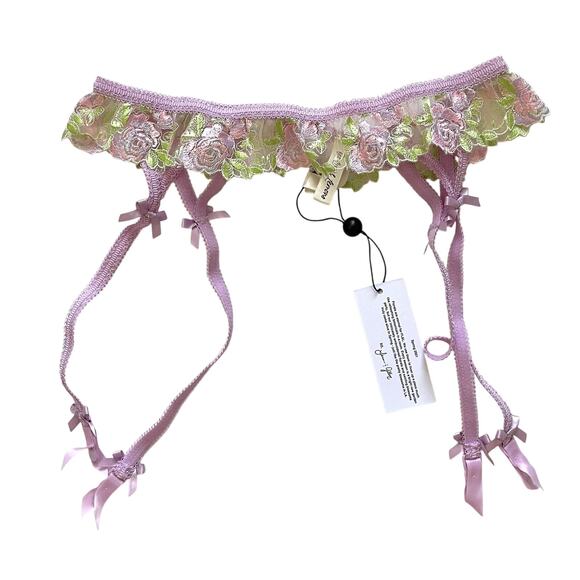For Love & Lemons Floral Lace Garter Belt Purple Lilac Size XS NEW - Picture 1 of 8